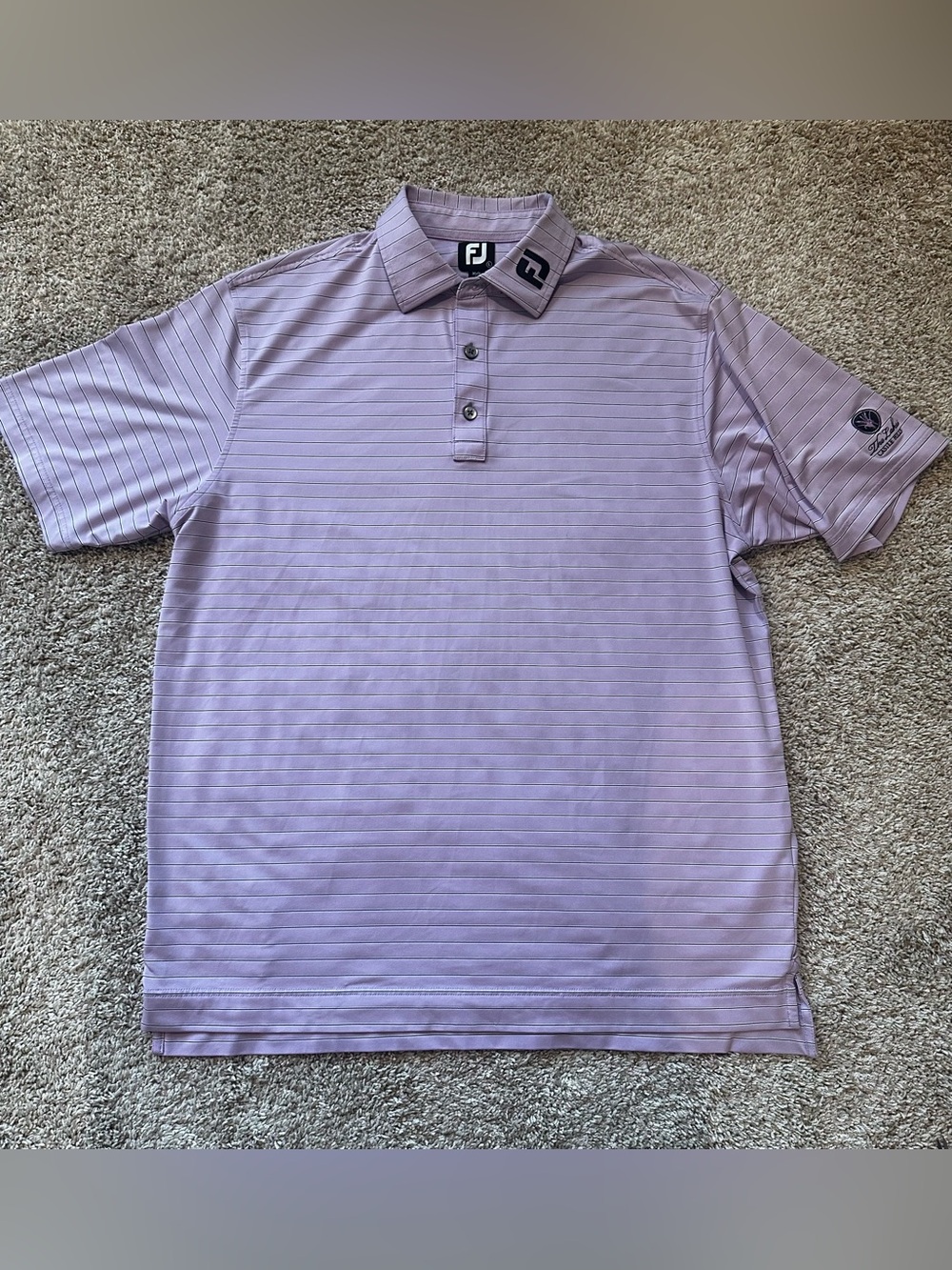 FootJoy FJ Men's ProDry Performance Striped Golf Polo Shirt Lavender Size Large